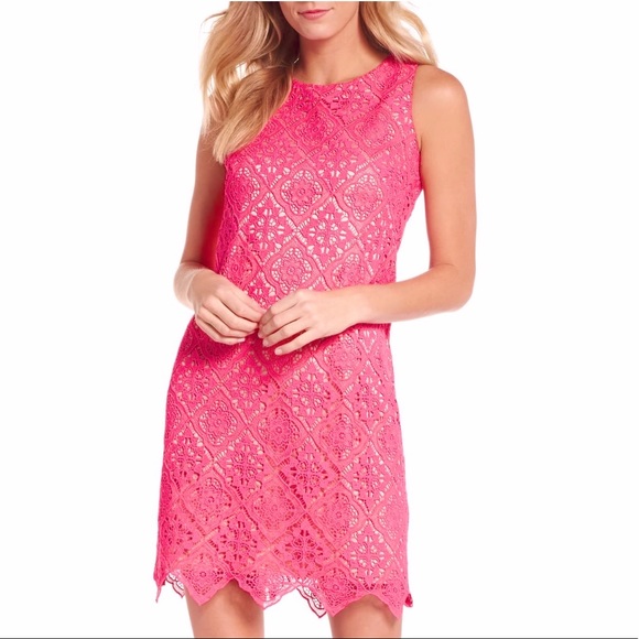 Eliza J Dresses & Skirts - Eliza J Sleeveless Medallion Lace Shift Dress Pink 8
